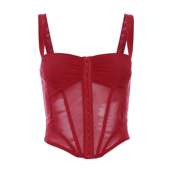Women's Corset Top | Transparent Mesh, Strappy