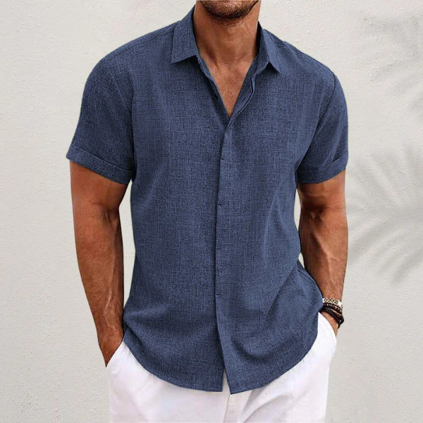 Men's Linen Shirt | Short-Sleeved, Breathable | Cotton-Linen Blend