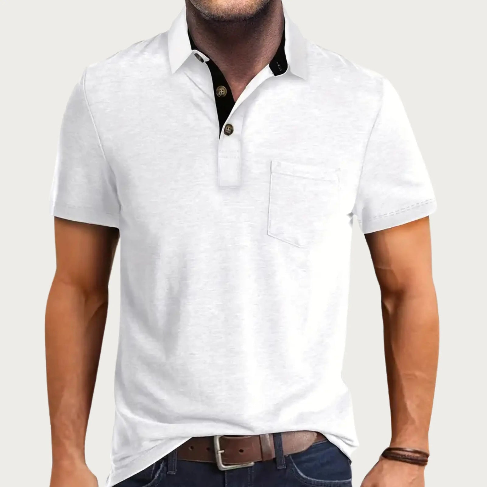 Turtleneck Shirt | Men's Short Sleeve, Chest Pocket | Casual and Stylish