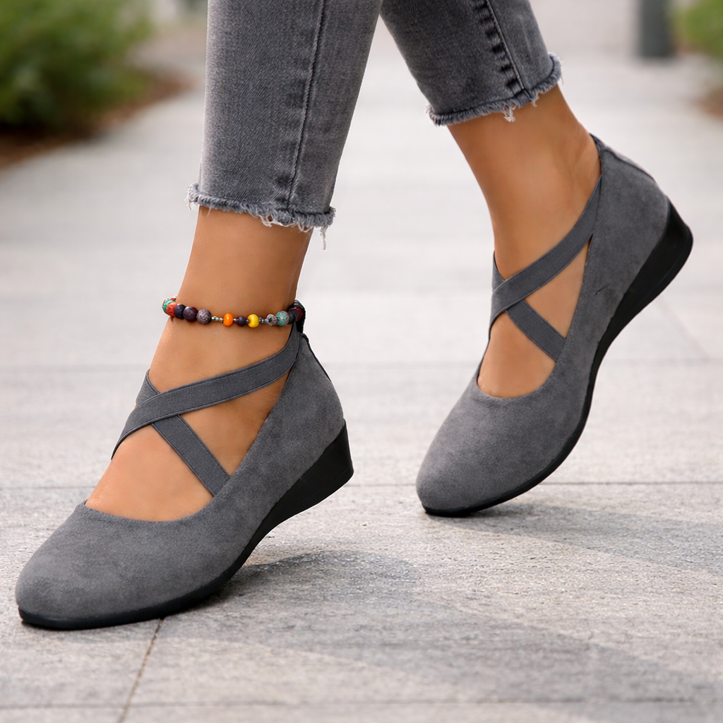 Women's Wedge Heels Elastic Laces Elevated Sole