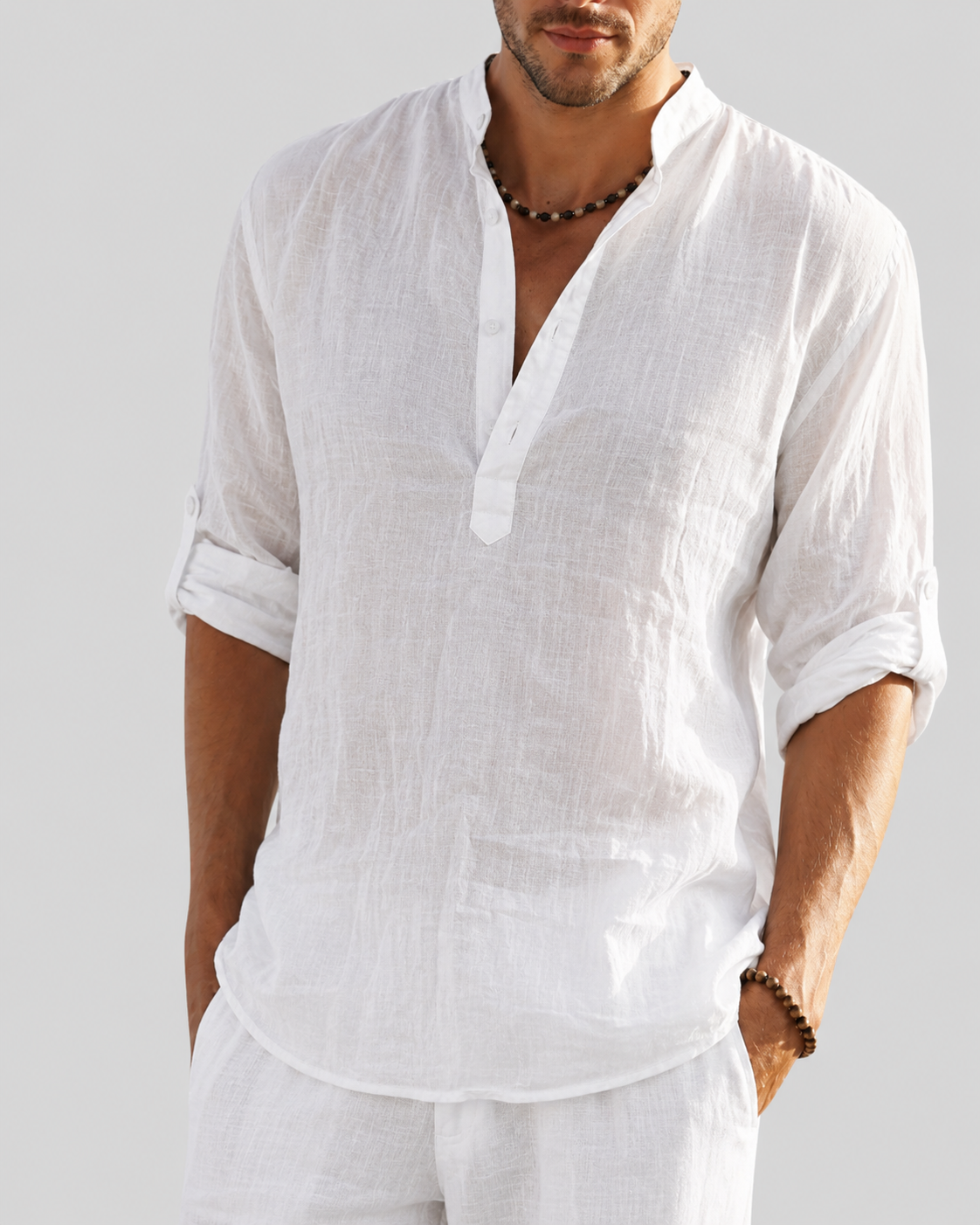 Men's Stretch Dress Shirt – Loose Fit, Long Sleeve, 7 Colors | S–3XL
