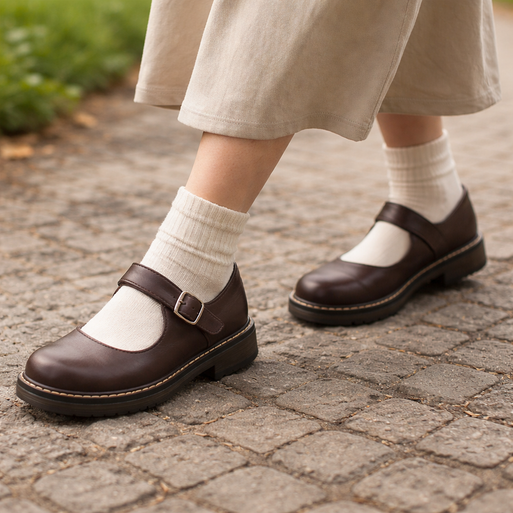 Women's Mary Jane shoes | Round toe section | Buckle bridge, low heel