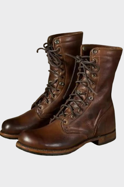 Comfortable leather ankle boots for women | Lace-up, dark brown | For everyday use