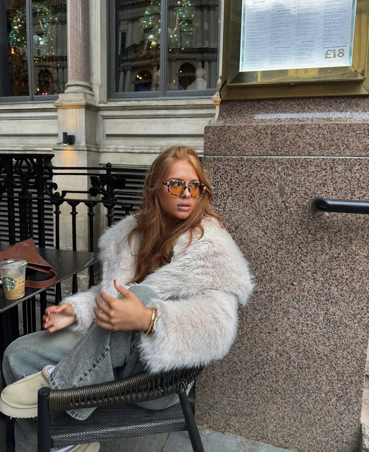 Oversized Faux Fur Coat in Grey