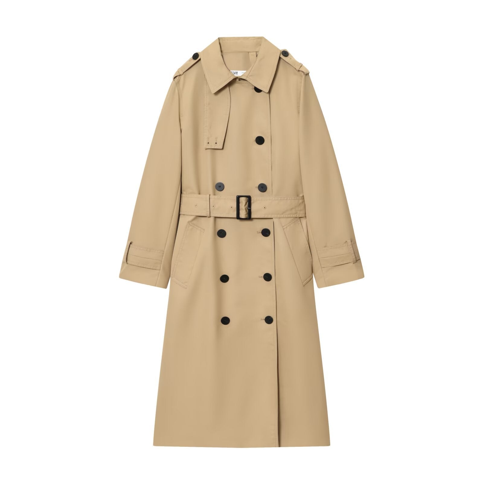Long Double-Breasted Trench Coat