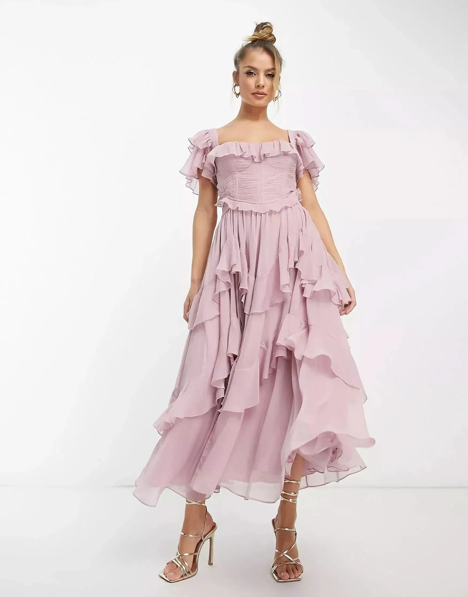 Adrienne Ruffle Midi Dress
