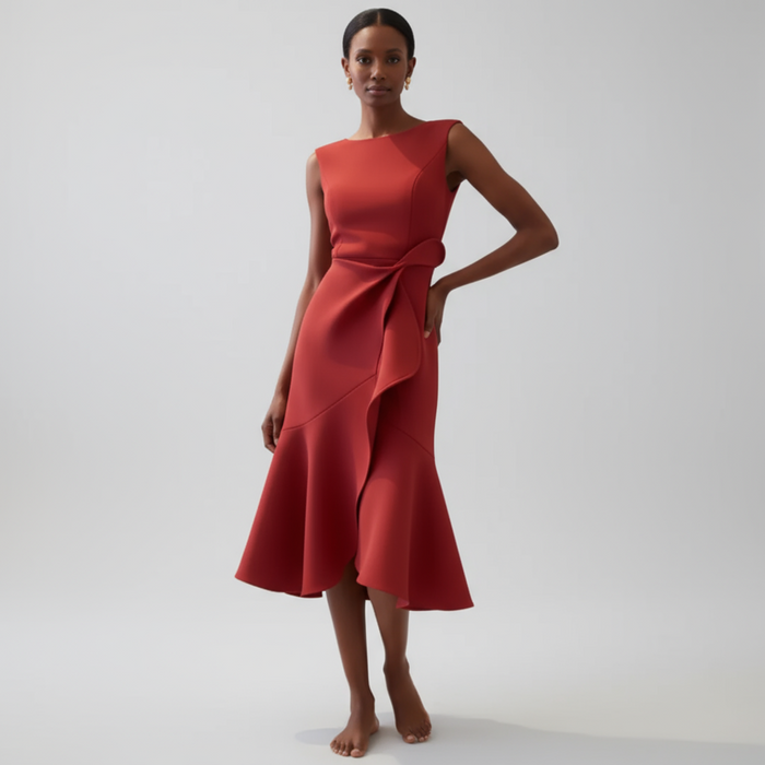 Iris Ruffle Midi Dress