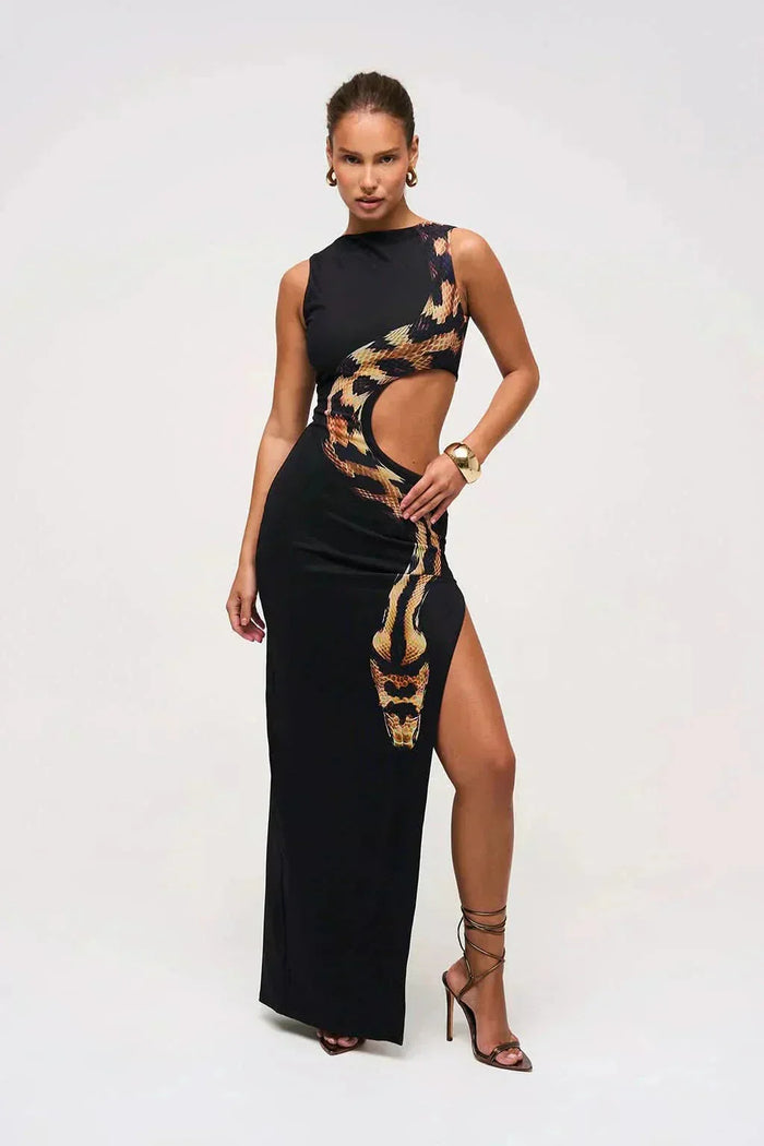 Isabelle Snake Cutout Maxi Dress