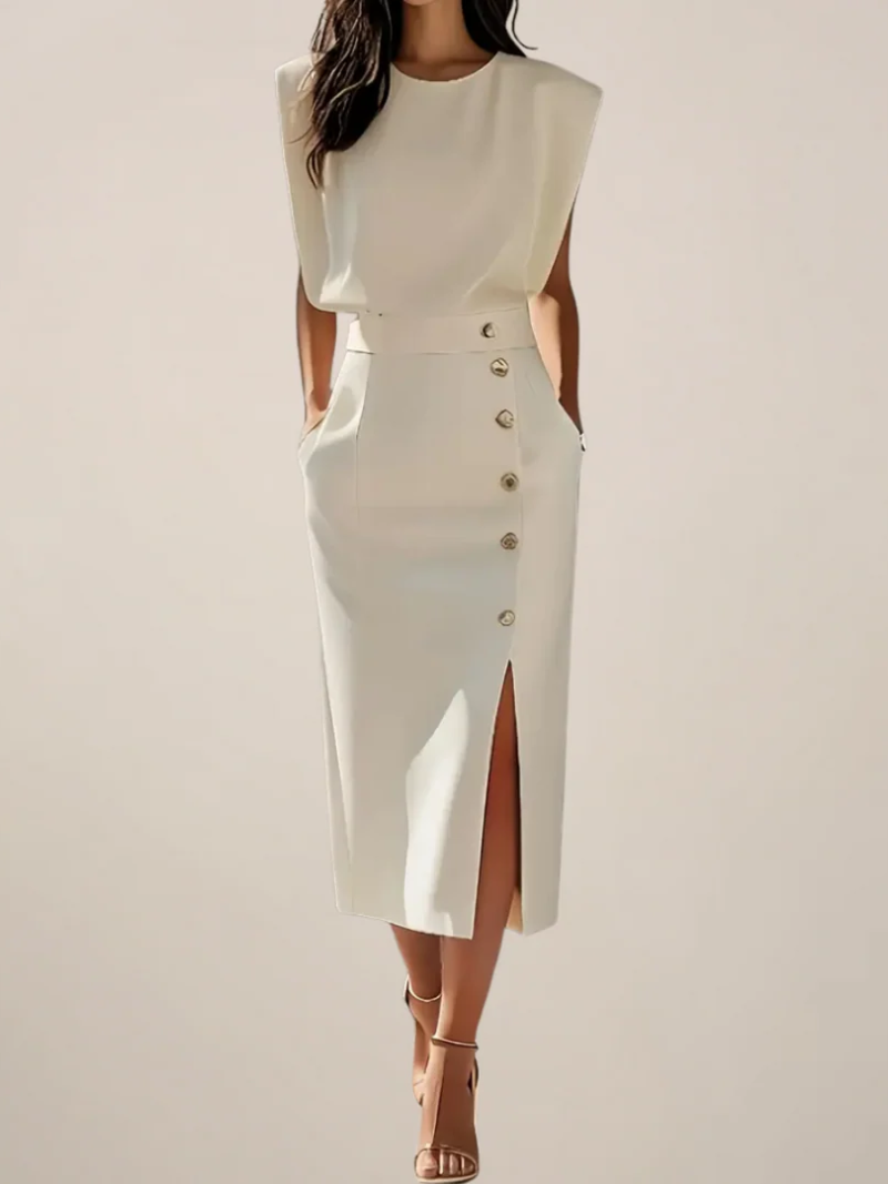 Lisandra Button Midi Dress