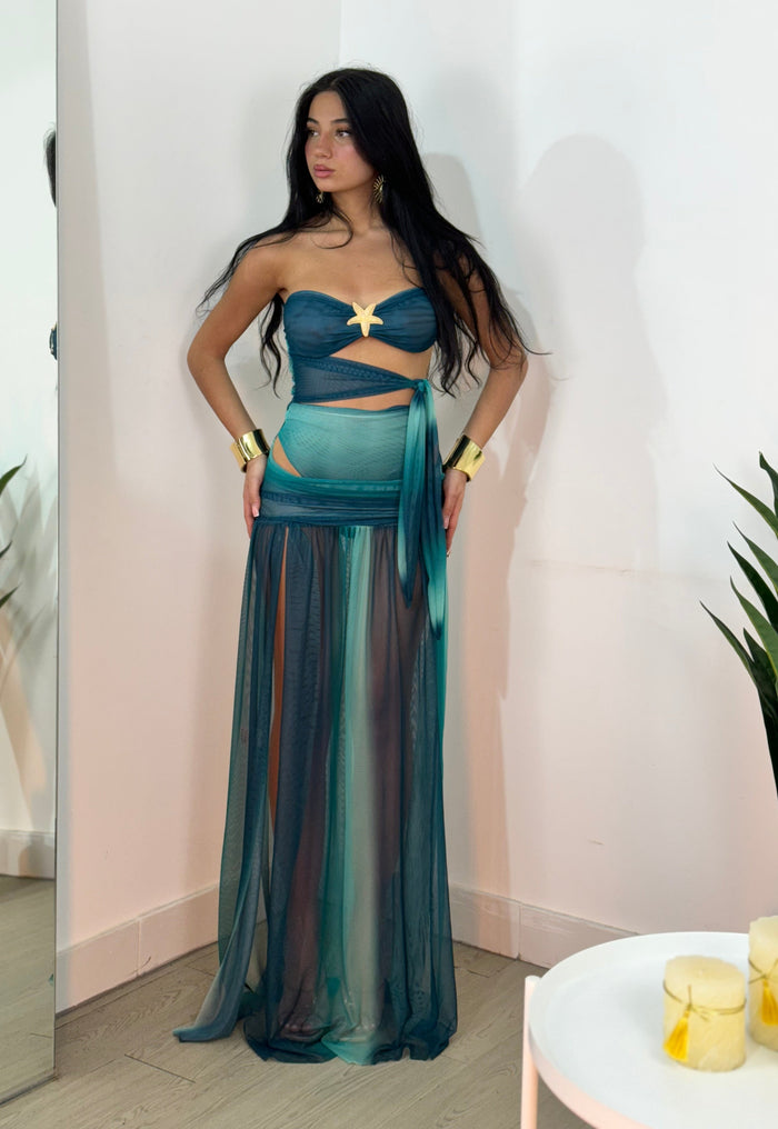 Talia Mesh Set Maxi Dress