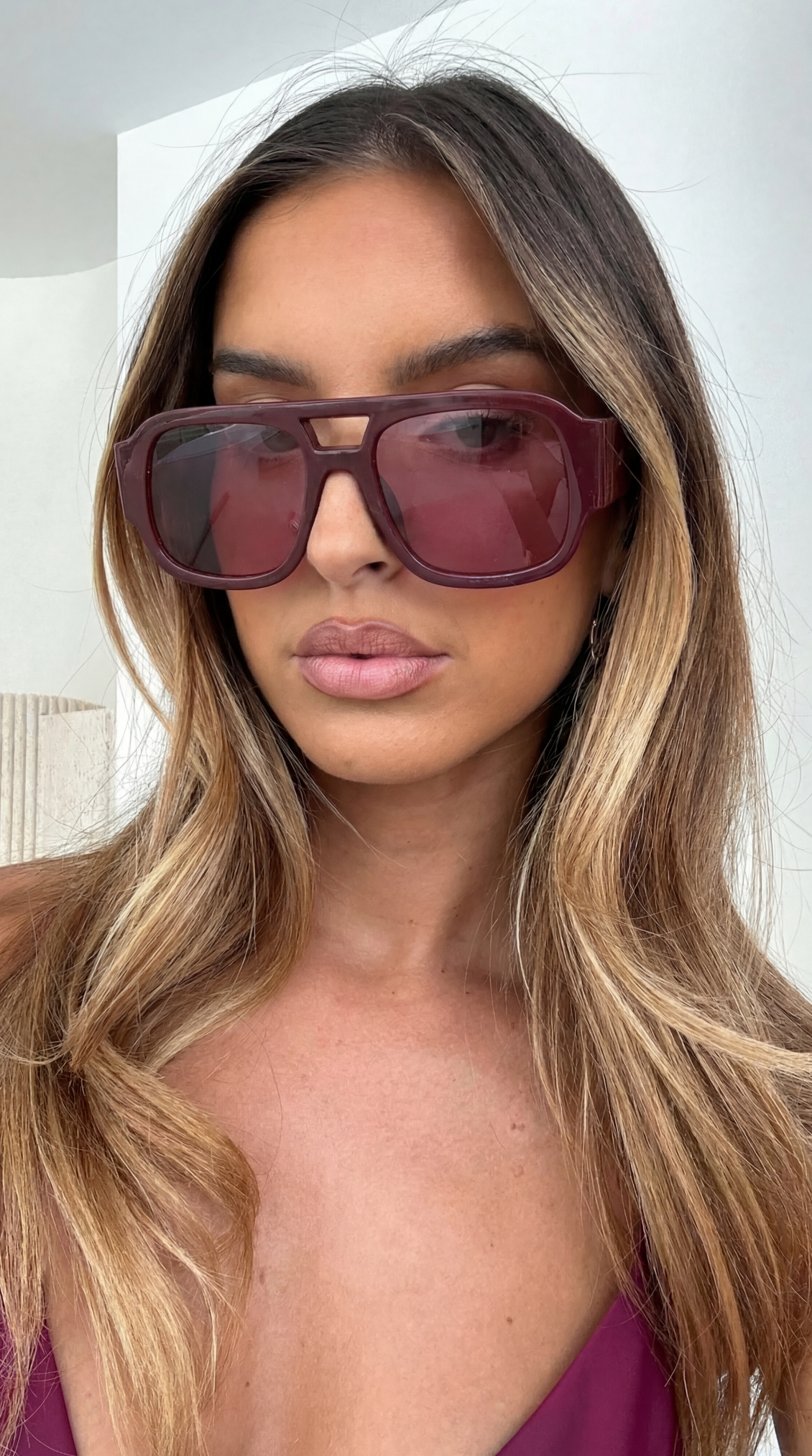 Oversized Tinted Sunglasses in Mulberry