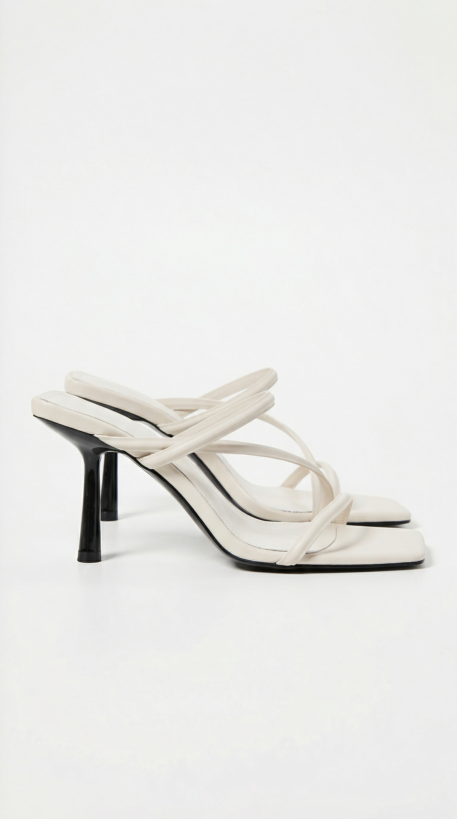 Cross-Strap Square-Toe Mule Heels