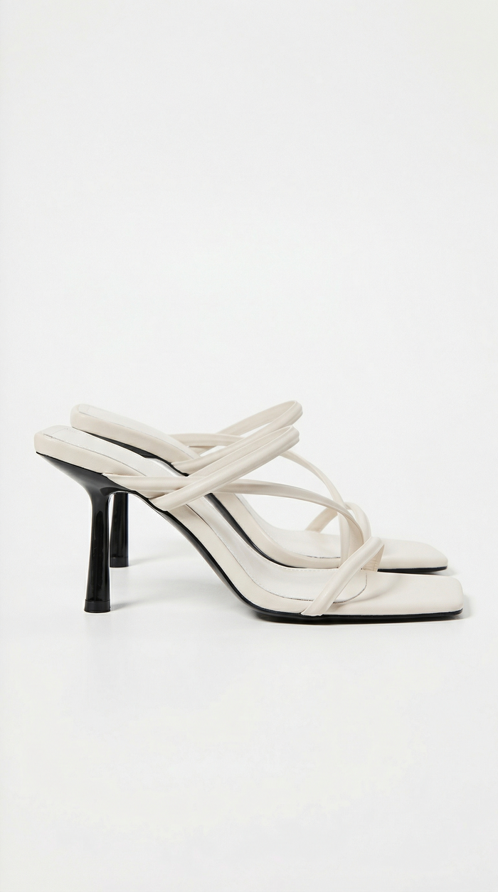 Cross-Strap Square-Toe Mule Heels