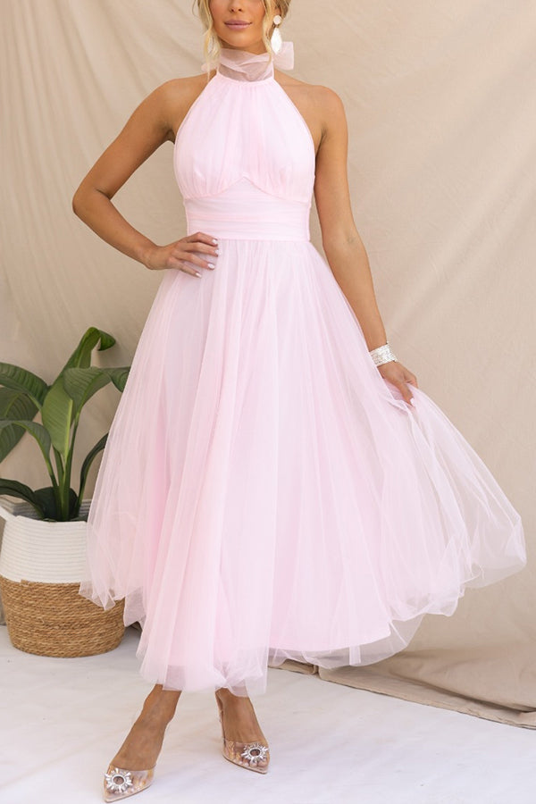 Layered Tulle Sleeveless Midi Dress