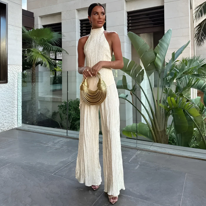 Asymmetric Top and Wide-Leg Trouser Set