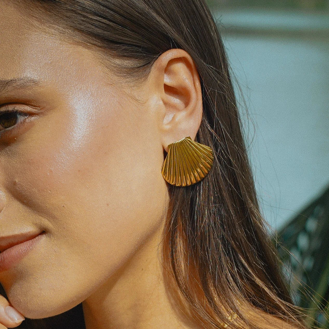 Stainless Steel Shell Drop Earrings
