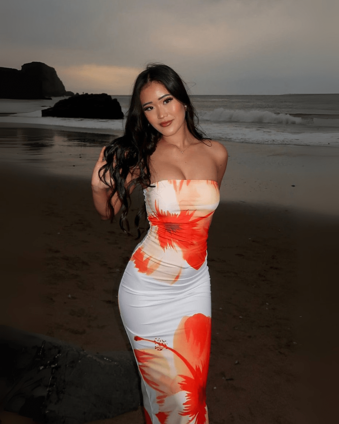 Floral Print Strapless Maxi Summer Dress