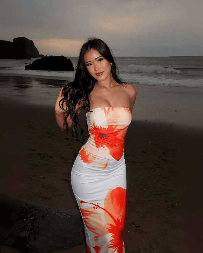 Floral Print Strapless Maxi Summer Dress