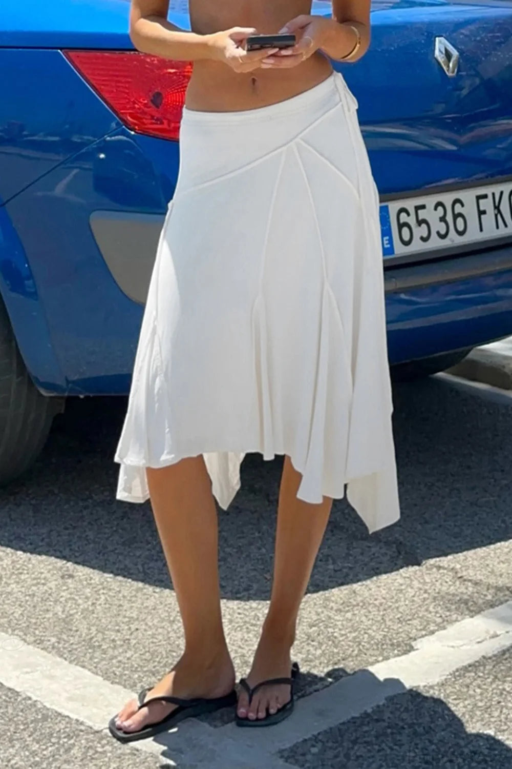 Asymmetrical Handkerchief Hem Midi Skirt