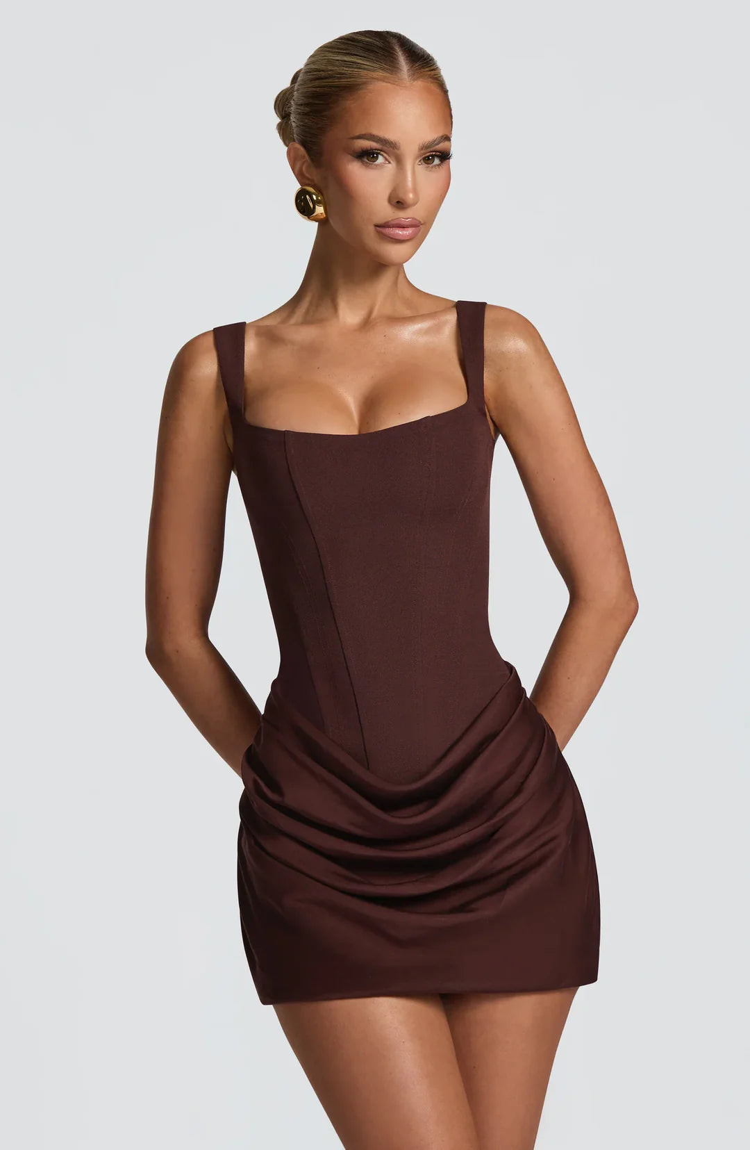 Corset Mini Dress with Lace-Up Detail