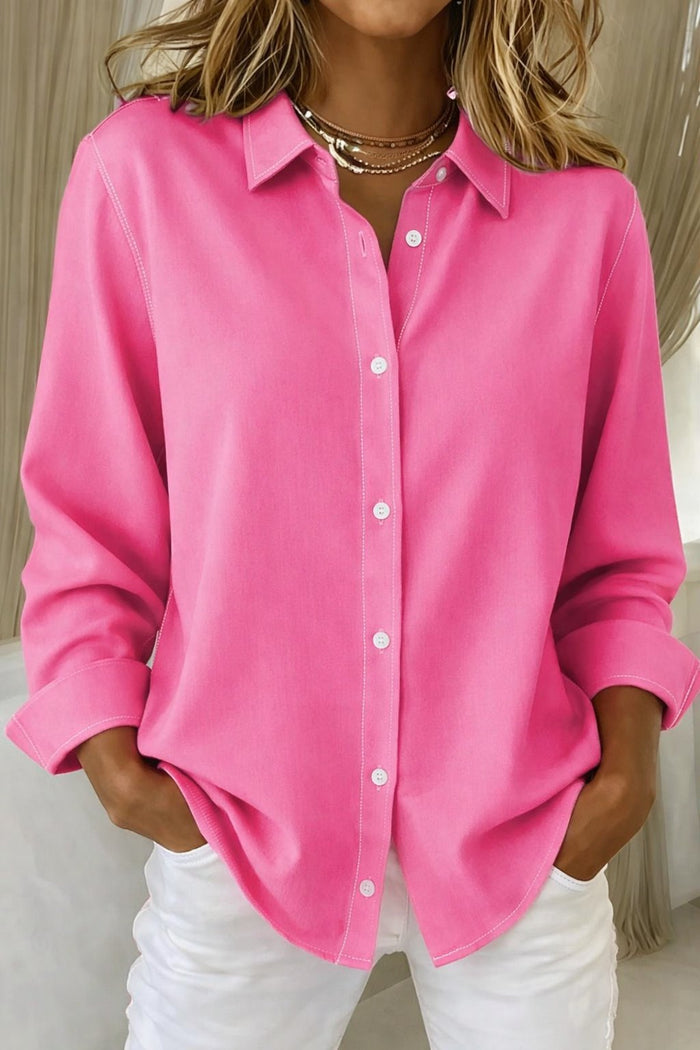 Women's Shirt | Long-sleeve Oversized Button-up Shirt with Classic Collar
