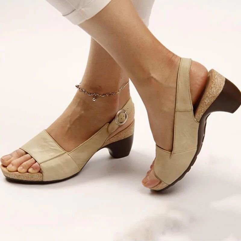 Women's block heel sandals | Adjustable ankle strap | Comfortable