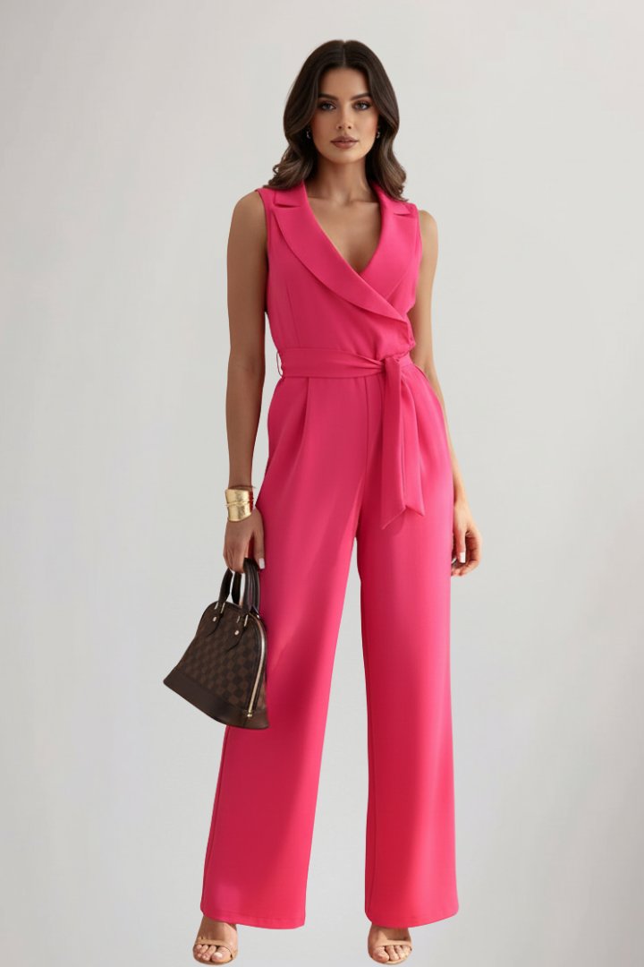 Women's wide-leg pants | Blazer collar, with belt | Elegant