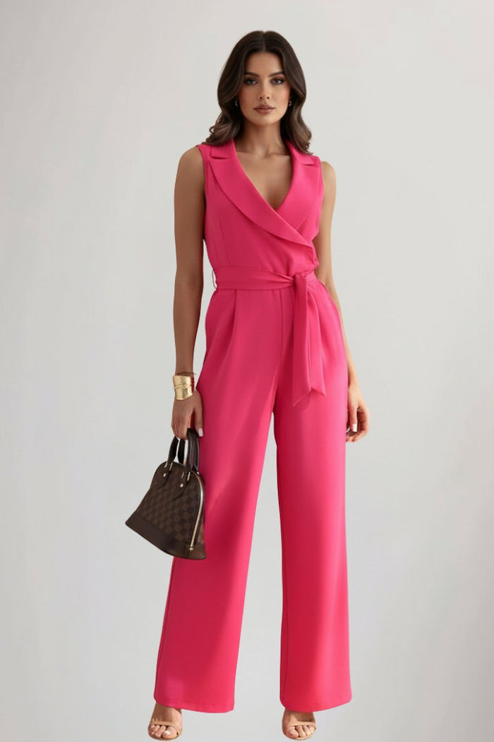 Women's wide-leg pants | Blazer collar, with belt | Elegant
