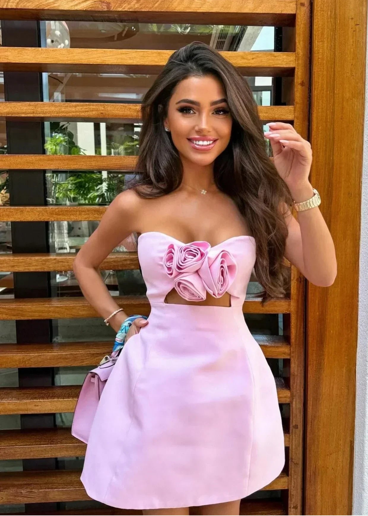 Strapless Floral Mini Cocktail Dress