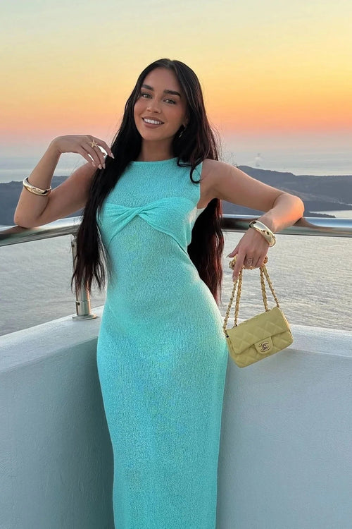 Crew Neck Sleeveless Knit Maxi Dress