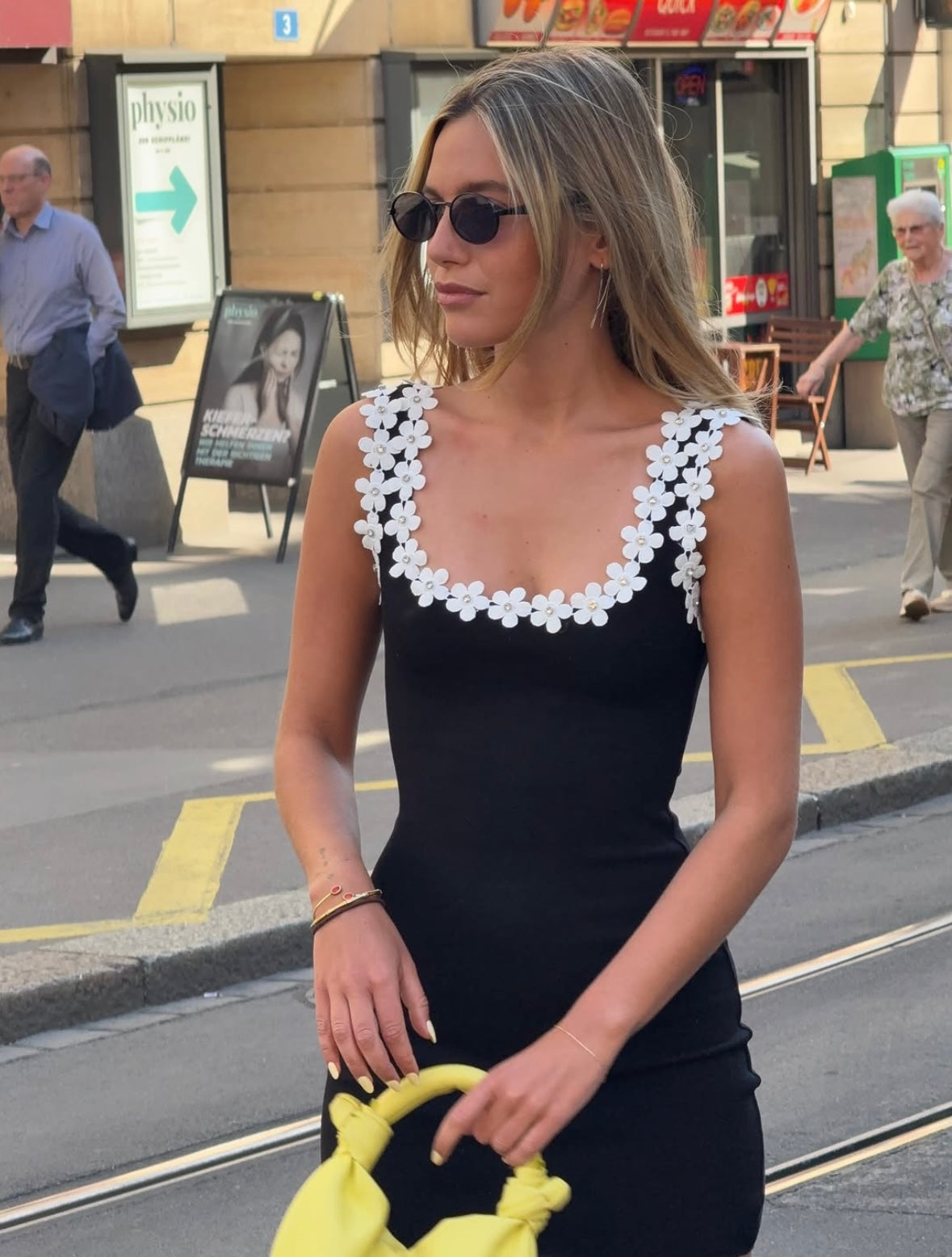 Bodycon Dress with Floral Appliqué