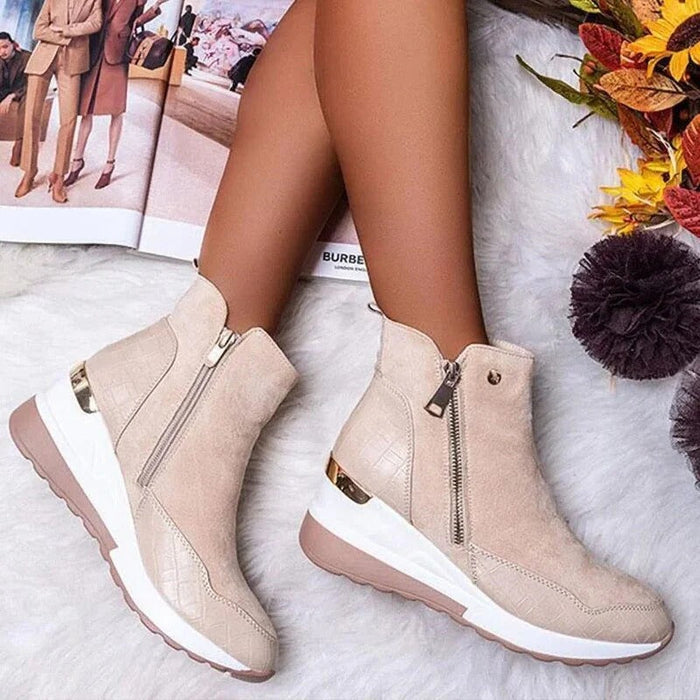 Leather ankle boots for women | Comfortable, with zipper | Platform sole
