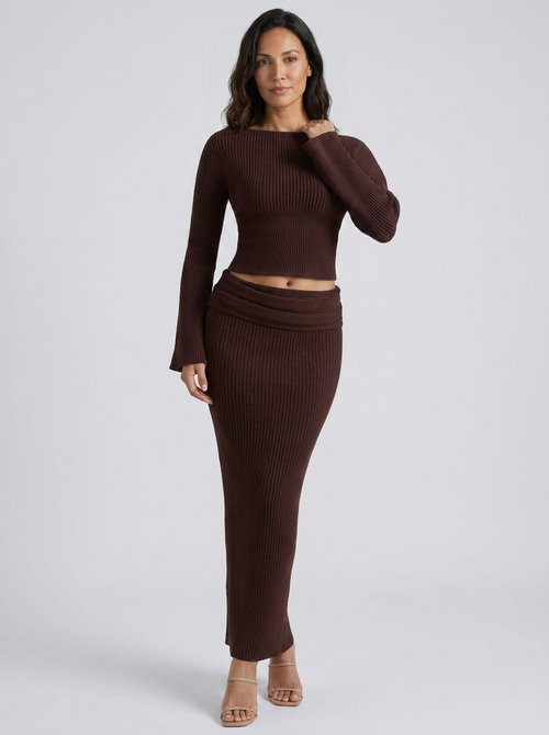 Anise Ribbed Maxi Skirt Set
