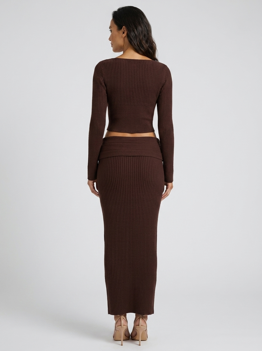 Anise Ribbed Maxi Skirt Set