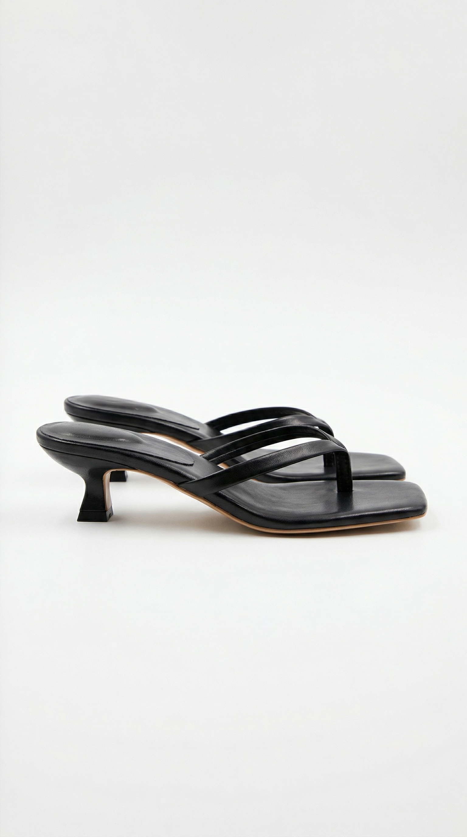 Strappy Kitten-Heel Mule Sandals