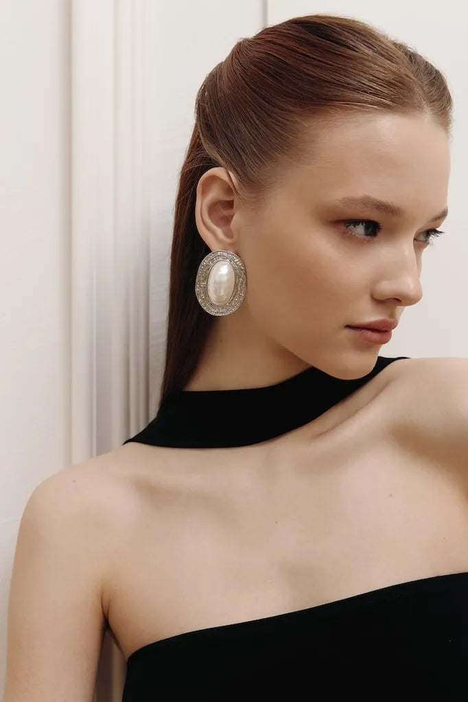 Faux Pearl Statement Stud Earrings
