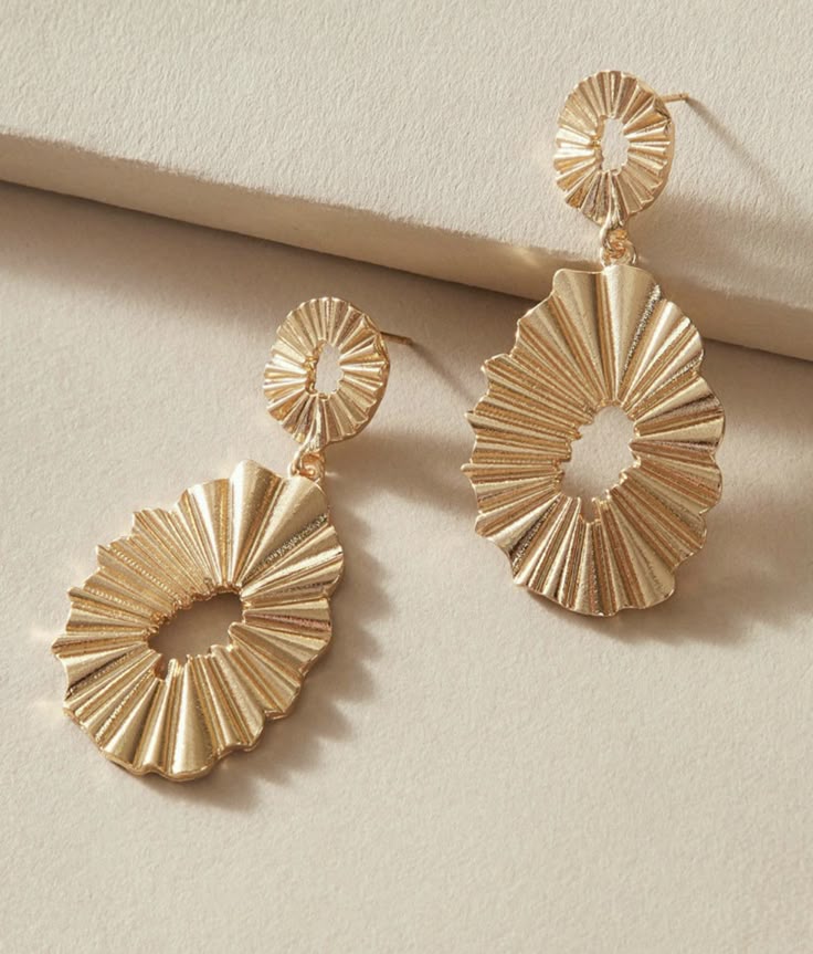 Textured Double Disc Drop Earrings