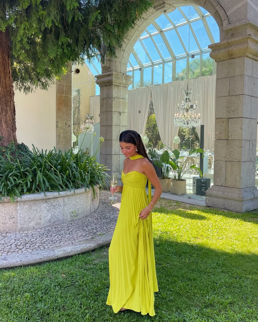 Ruched Strapless Pleated Maxi Dress