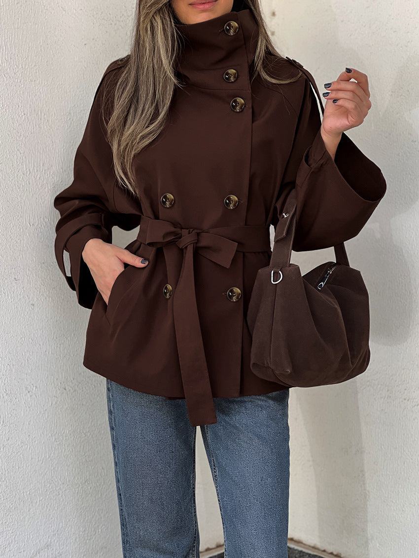 Double-Breasted Belted Trench Jacket