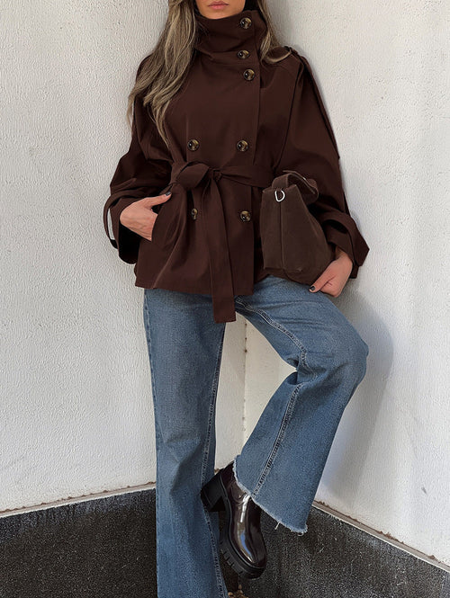 Double-Breasted Belted Trench Jacket