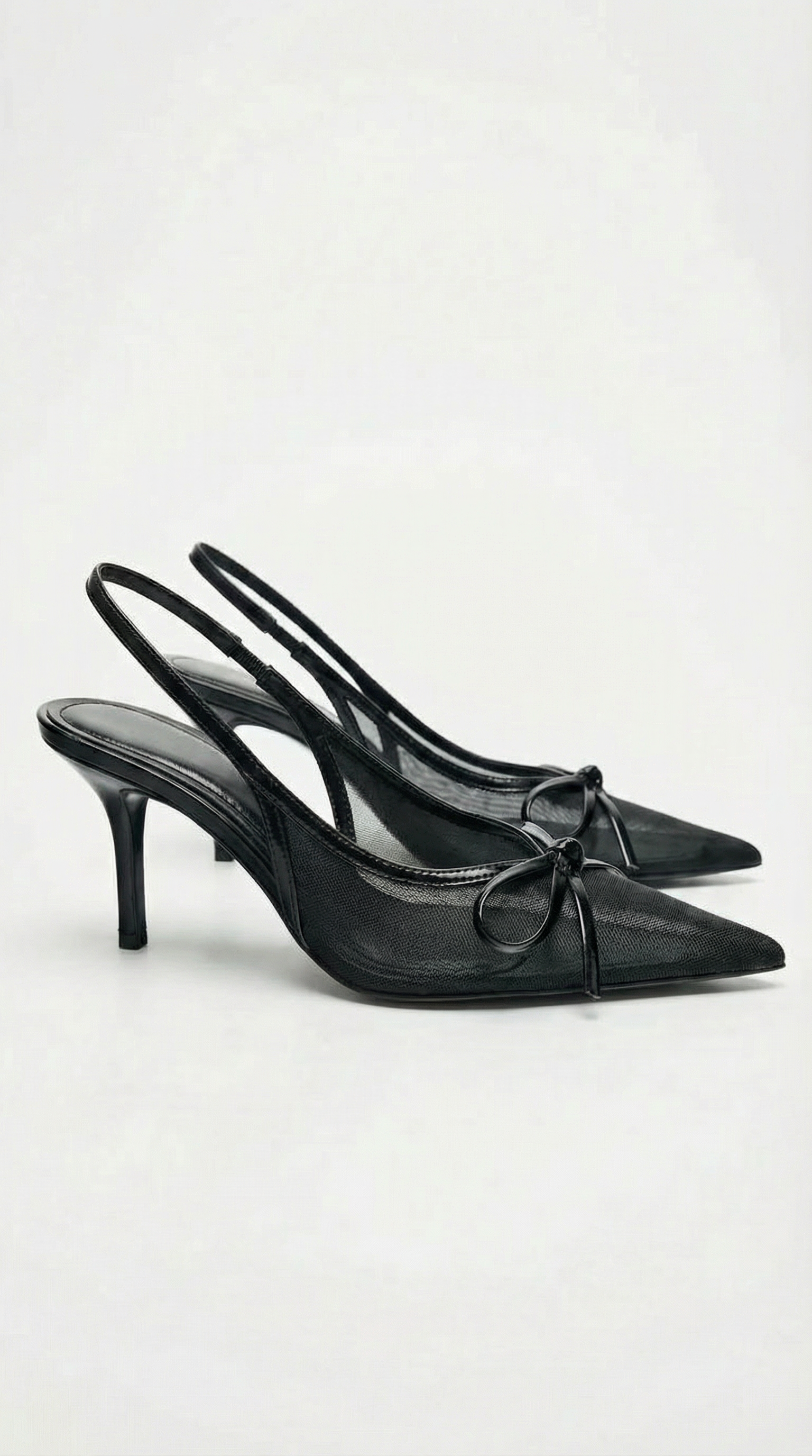 Mesh Pointed-Toe Slingback Heels
