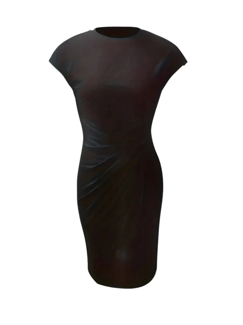 Midi Dress for Women Round Neck Lightweight Waist-Enhancing