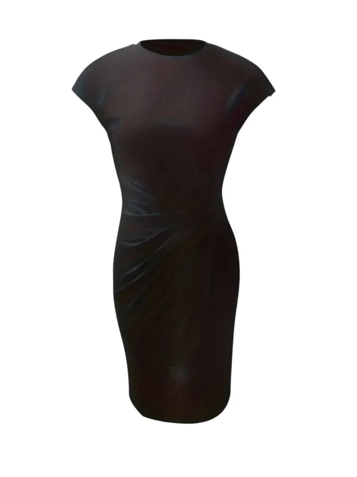 Midi Dress for Women Round Neck Lightweight Waist-Enhancing