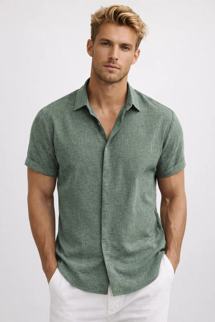 Linen Shirt | Men's Short Sleeve, Breathable | Lightweight Summer Shirt