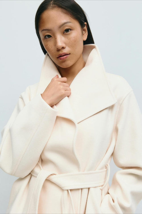 Belted High Neck Wrap Jacket