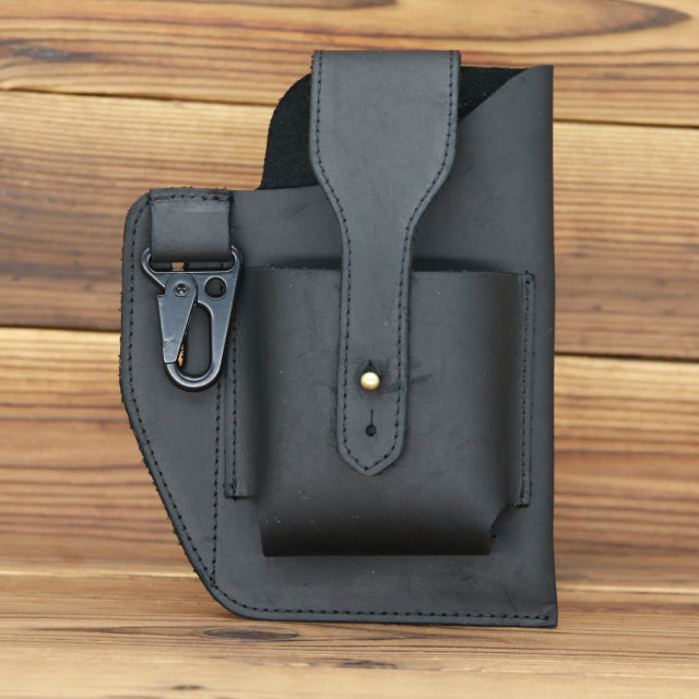 Men’s Leather Waist Bag Multi-Pocket