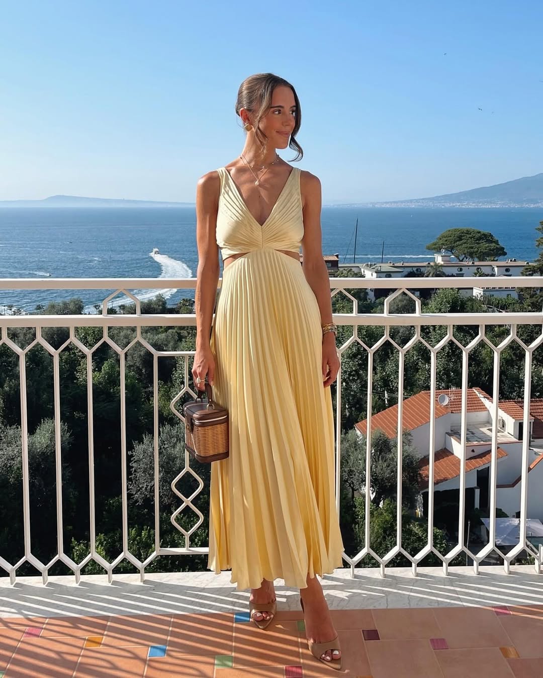 Sleeveless V-Neck Maxi Dress with Cut-Out Detail