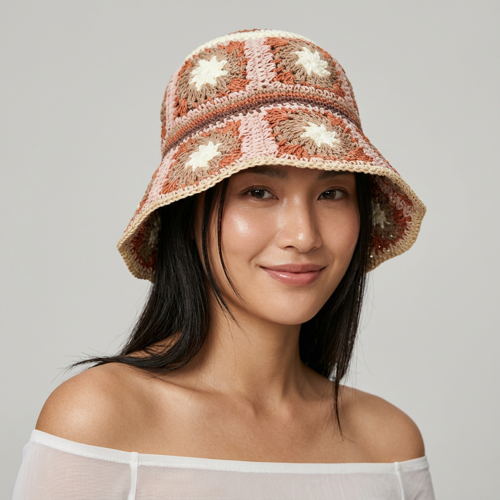 Floral Crochet Bucket Hat