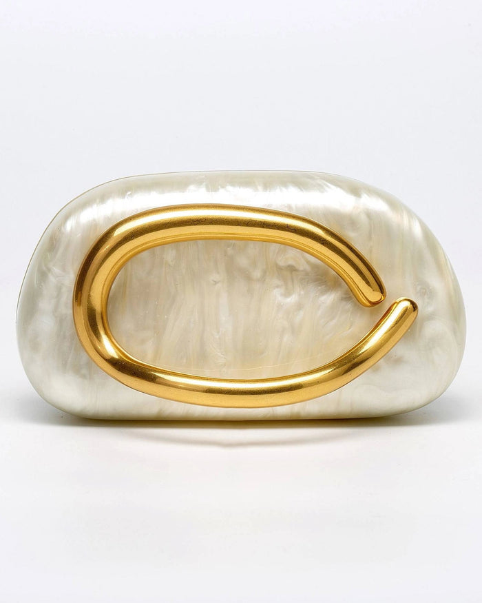 Marbled Acrylic Clutch Bag with Chain Strap
