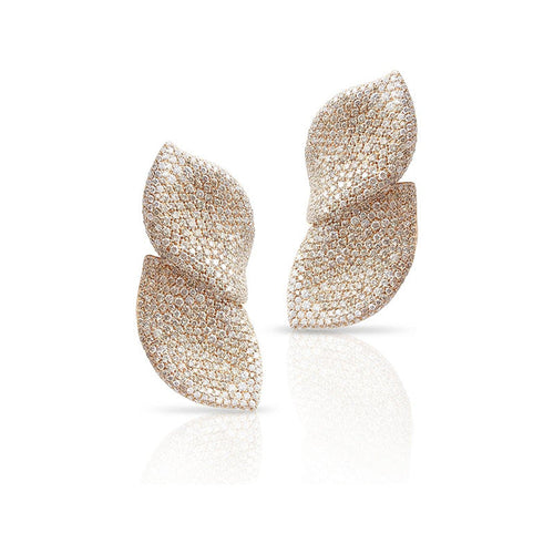 Crystal-Set Leaf Drop Earrings